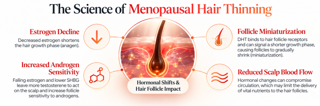 Thinning Hair in Perimenopause and Menopause: Why It Happens and What Actually Helps